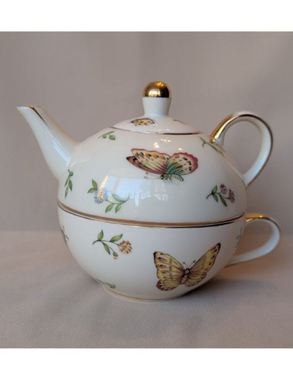 Skye McGhie Conservatory Tea For One Teapot Cup Mug Butterfly Dragonfly 3pc Set